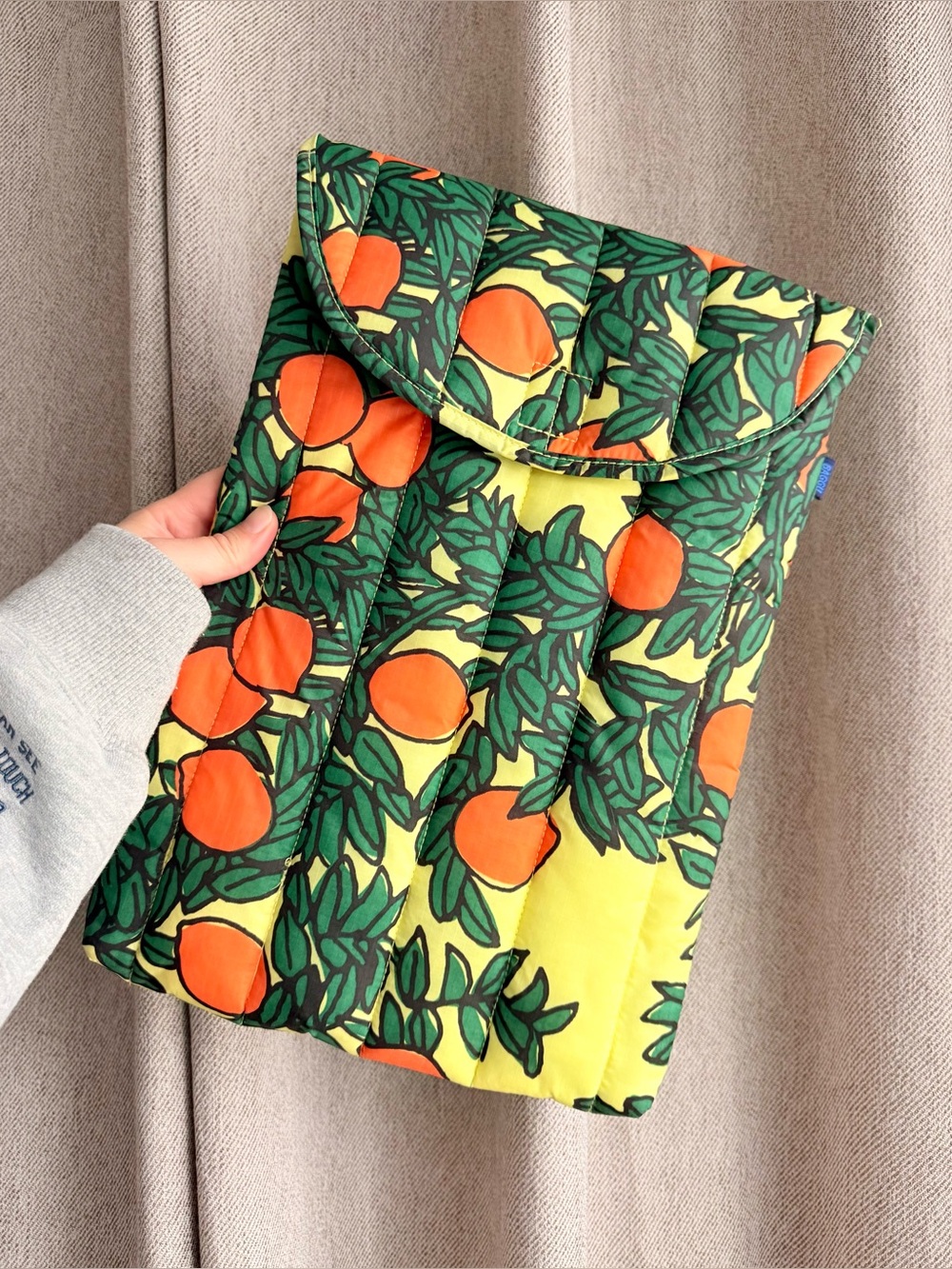 Baggu Orange Tree Yellow Puffy Laptop Sleeve 16”